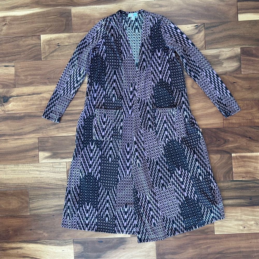 LuLaRoe Black Mauve Sarah Cardigan Size Small